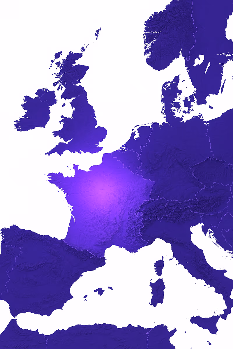 Carte de l'Europe : France, Espagne, Italie, Allemagne — zone de livraison FBG-PREP